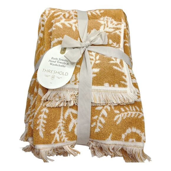 Threshold 6pc Butterscotch Yellow Cotton Towel Set 2 Bath 2‎ Hand 2Tip - Picture 1 of 9